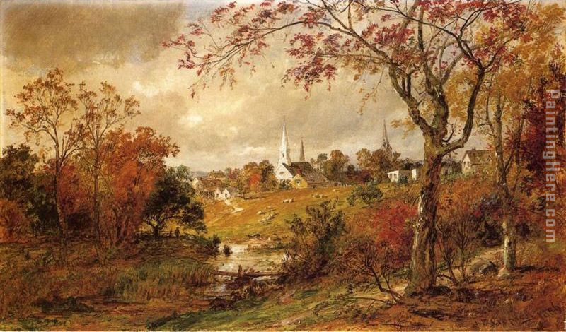 Autumn Landscape - Saugerties, New York painting - Jasper Francis Cropsey Autumn Landscape - Saugerties, New York art painting